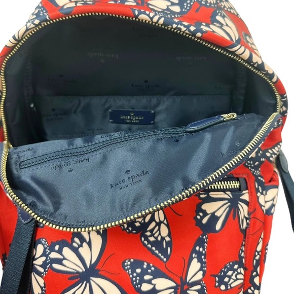Kate Spade Chelsea The Little Better Medium Nylon Backpack Butterfly Print Red - Picture 6 of 7